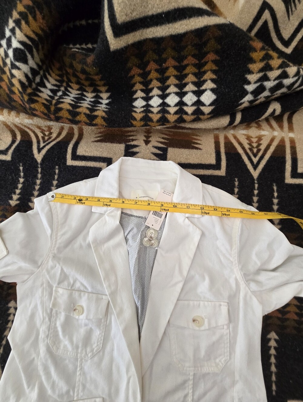 Anthropologie White Cotton Blazer Jacket - Picture 11 of 14